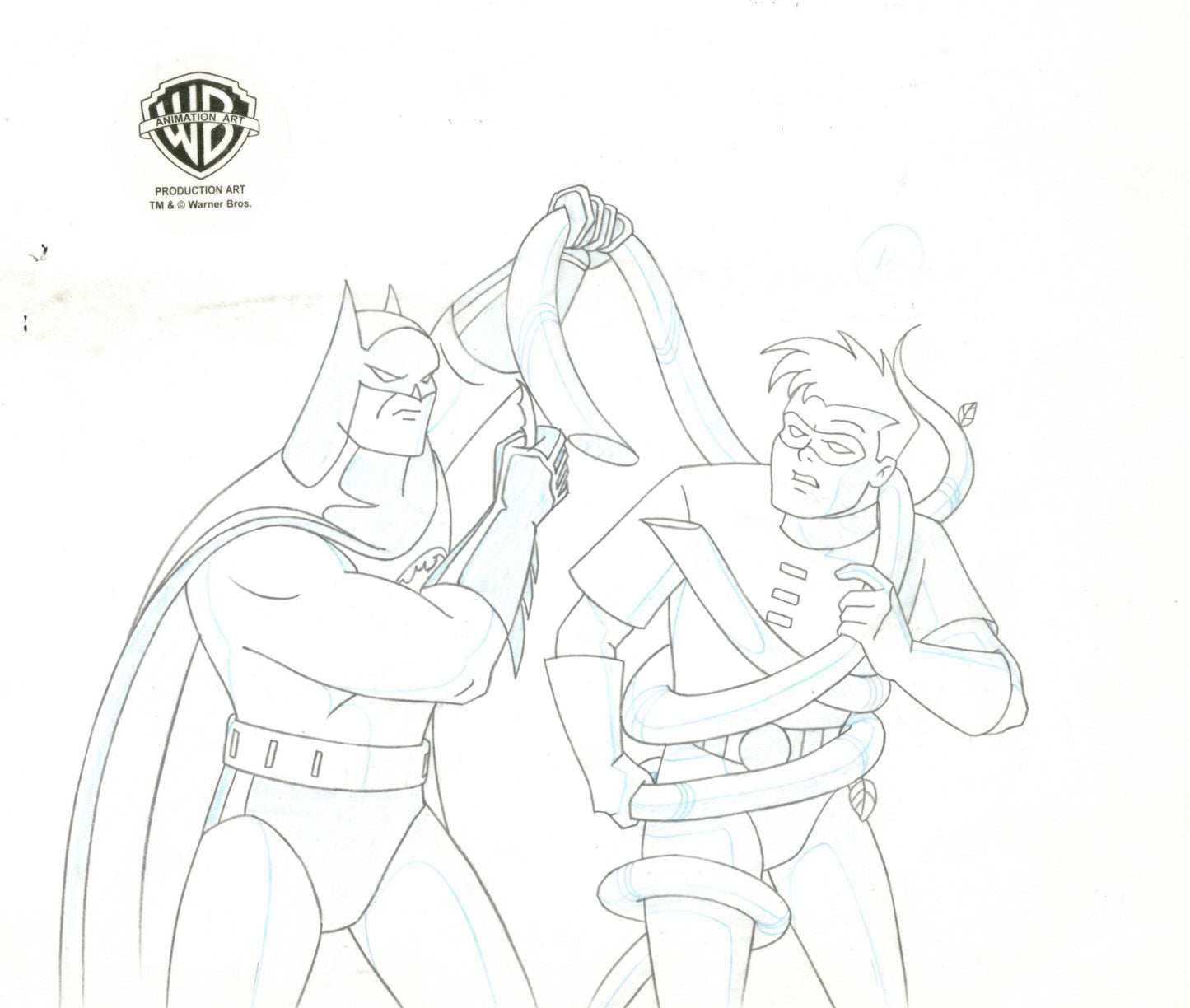 Batman The Animated Series Original Production Cel with Matching Drawing signed by Bruce Timm: Batman, Robin