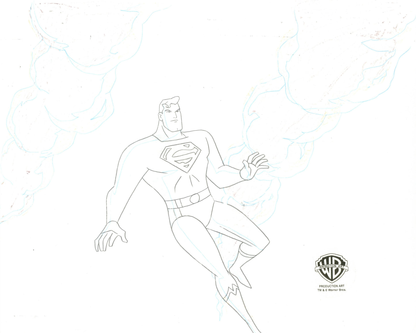 Superman The Animated Series Original Production Cel with Matching Drawing: Superman