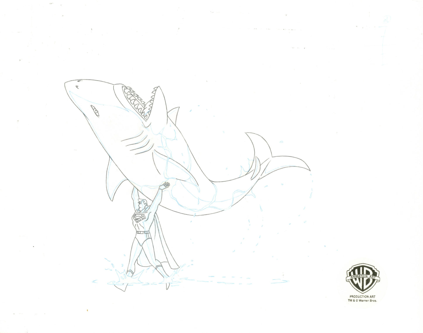 Superman The Animated Series Original Production Cel on Original Background with Matching Drawing: Superman, Lex Luthor