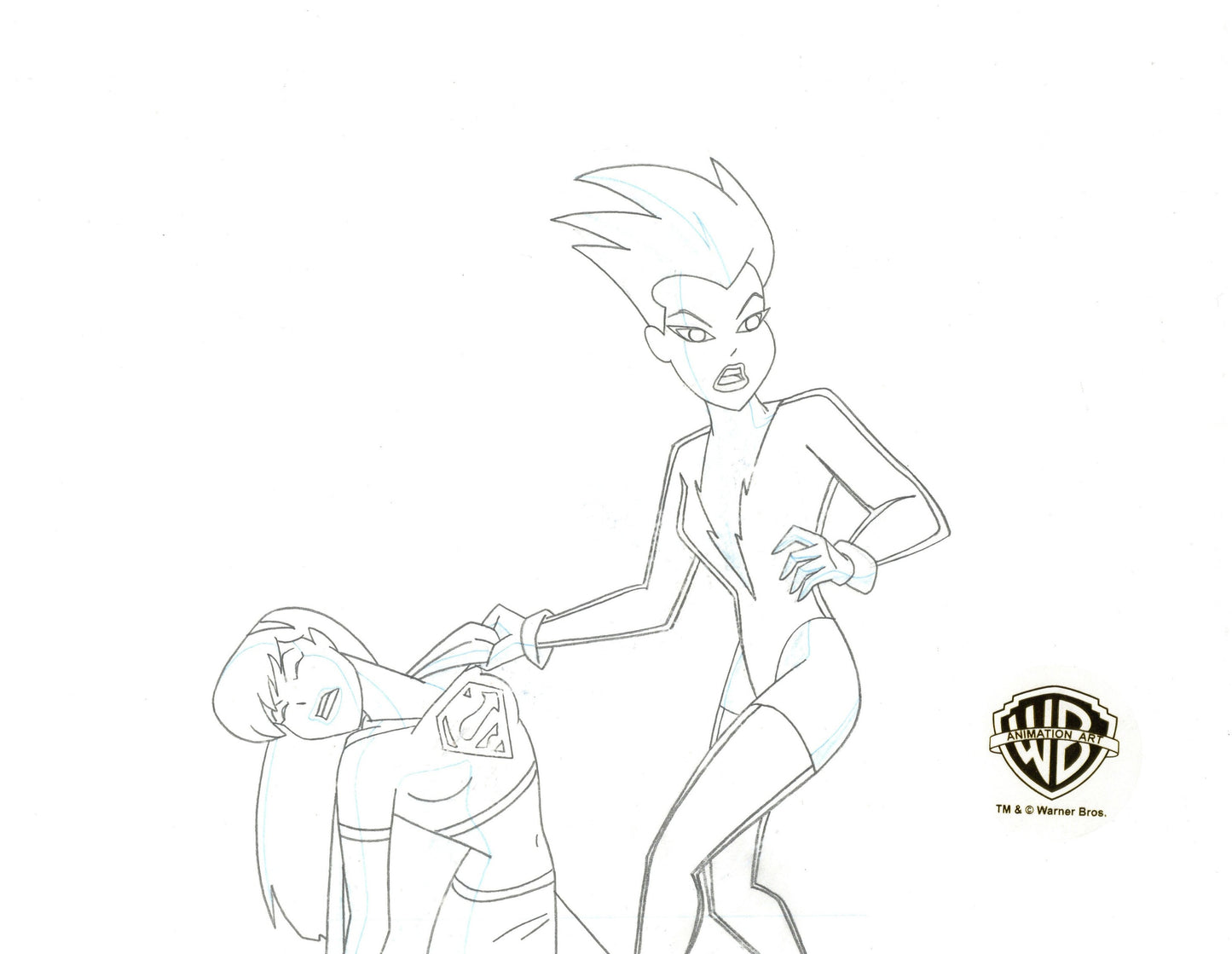 The New Batman Adventures Original Production Cel with Matching Drawing: Supergirl, Livewire