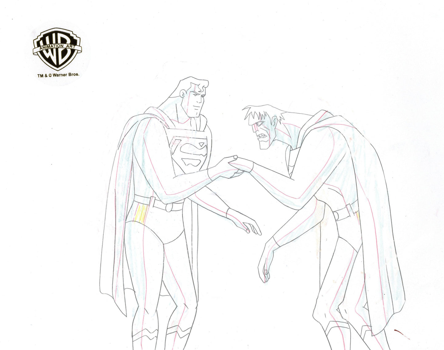 Superman The Animated Series Original Production Cel with Matching Drawing: Superman, Bizarro