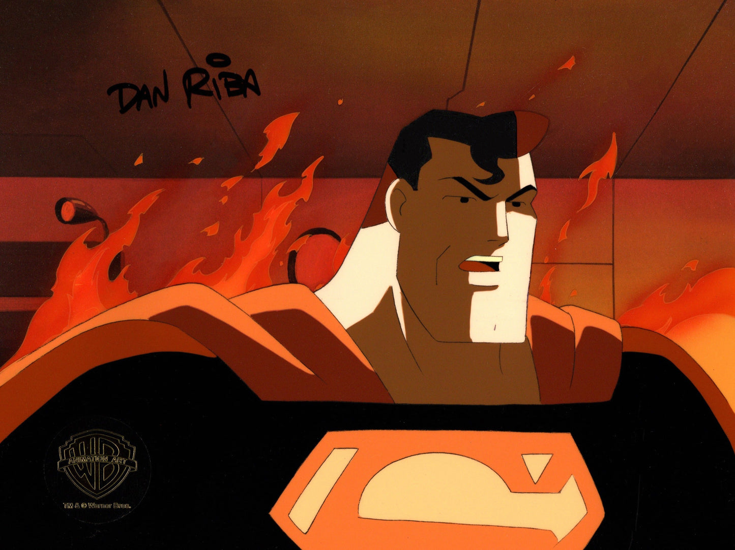 Superman The Animated Series Original Production Cel Signed by Dan Riba: Superman