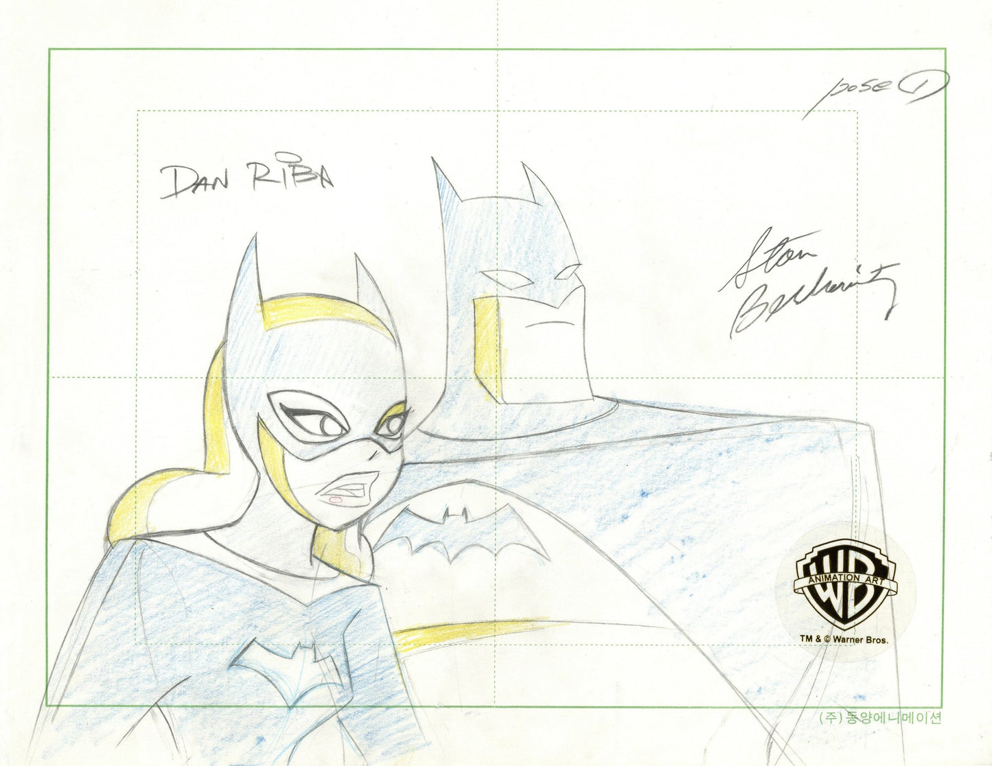 The New Batman Adventures Original Production Drawing Signed by Dan Riba and Stan Berkowitz: Batman, Batgirl