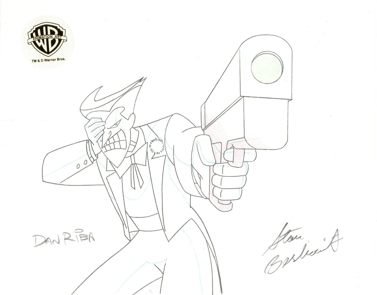 The New Batman Adventures Original Production Drawing Signed by Dan Riba and Stan Berkowitz: Joker