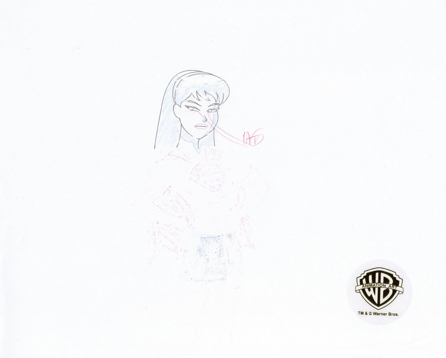 Superman The Animated Series Original Production Cel with Matching Drawing: Supergirl