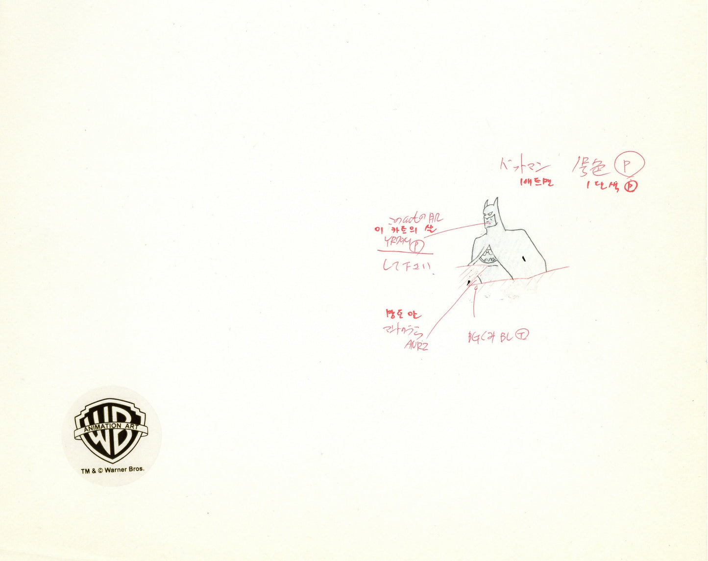 Batman The Animated Series Original Production Cel with Matching Drawing: Batman, Robin