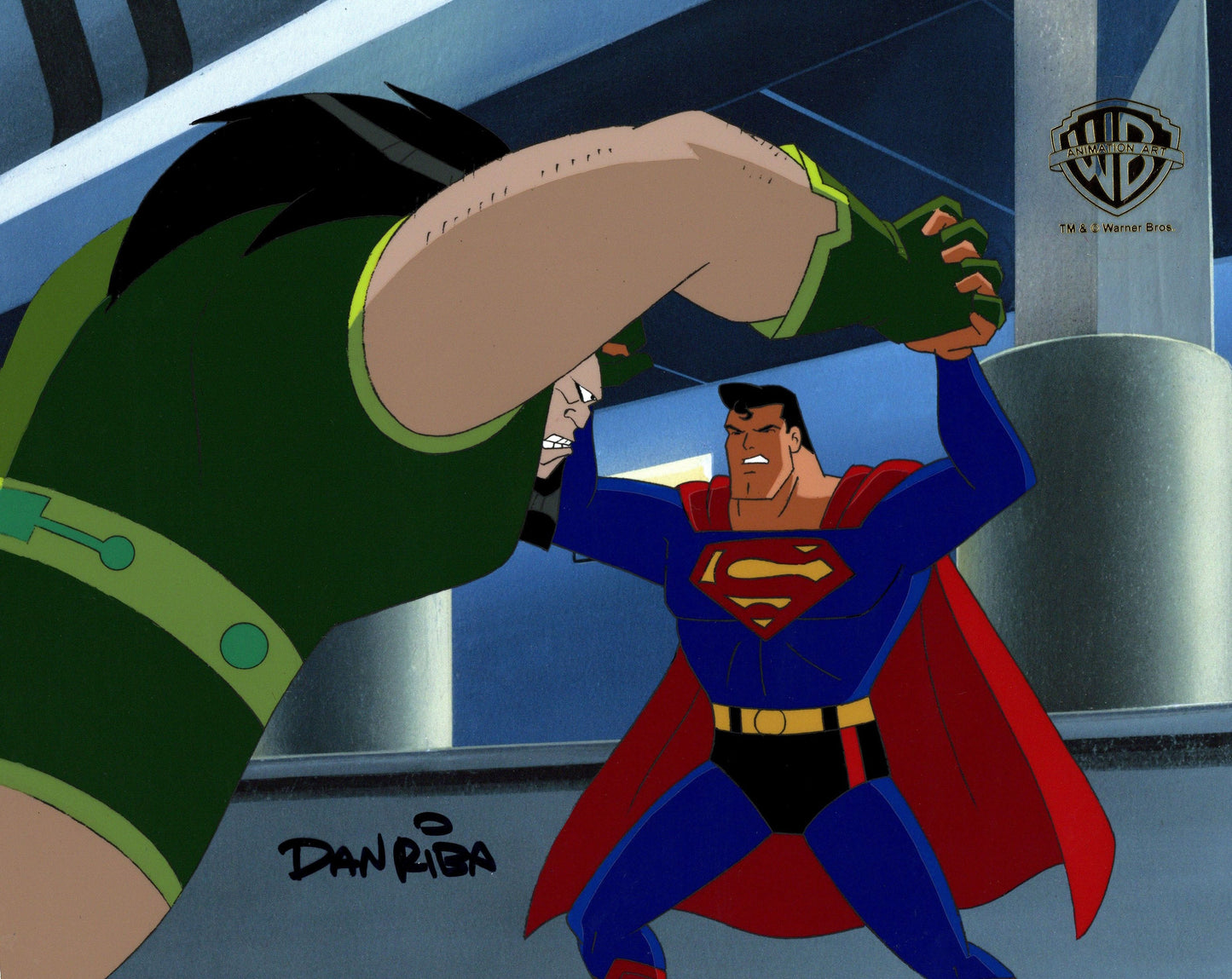 Superman The Animated Series Original Production Cel Signed by Dan Riba: Superman, Kalibak