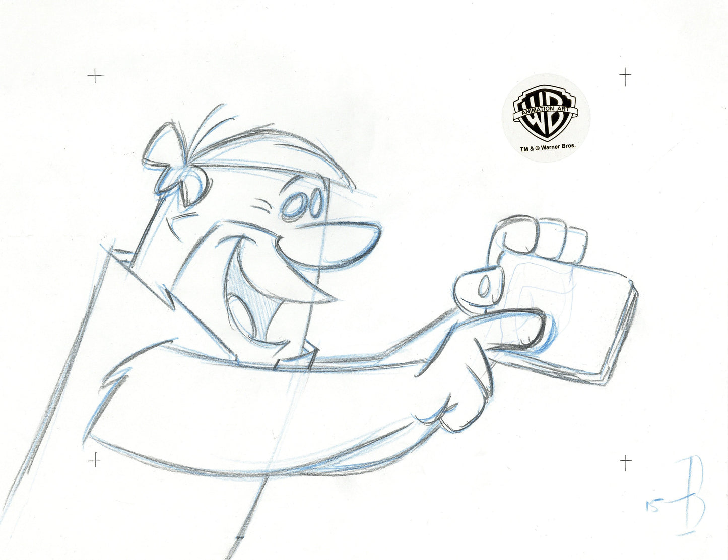 The Flintstones Original Production Cel With Matching Drawing Signed Bob Singer: Barney Rubble