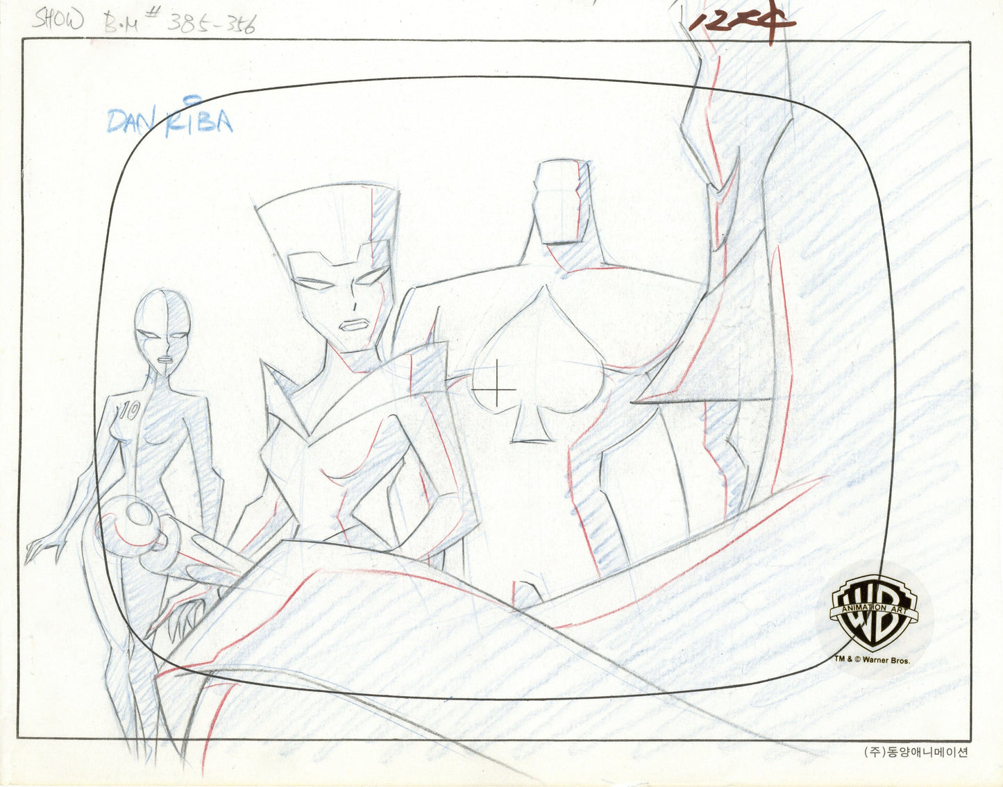 Batman Beyond Original Production Drawing Signed by Dan Riba: Royal Flush Gang