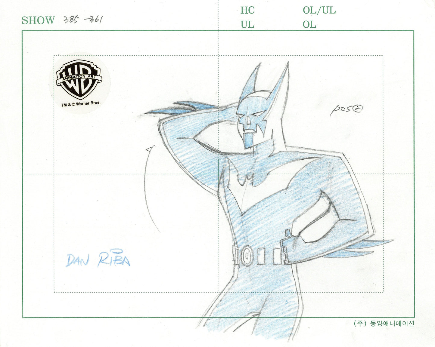 Batman Beyond Original Production Drawing Signed by Dan Riba: Batman