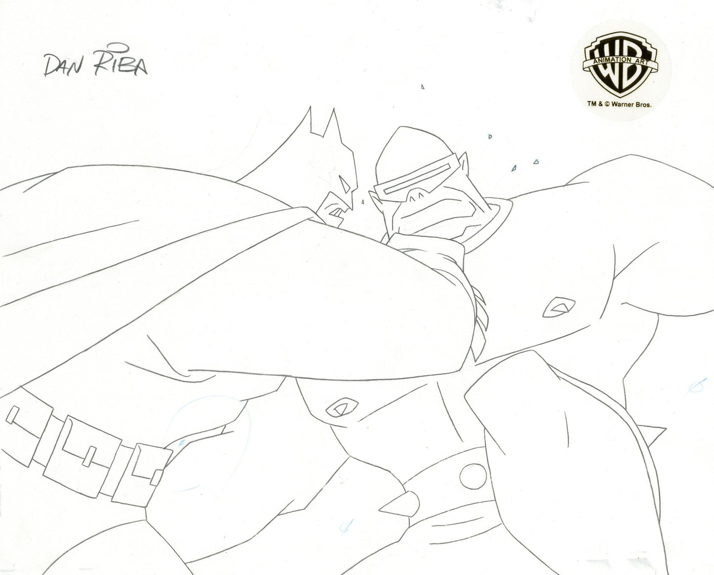 The New Batman Adventures Original Production Drawing Signed by Dan Riba: Frank Miller Batman, Mutant Leader