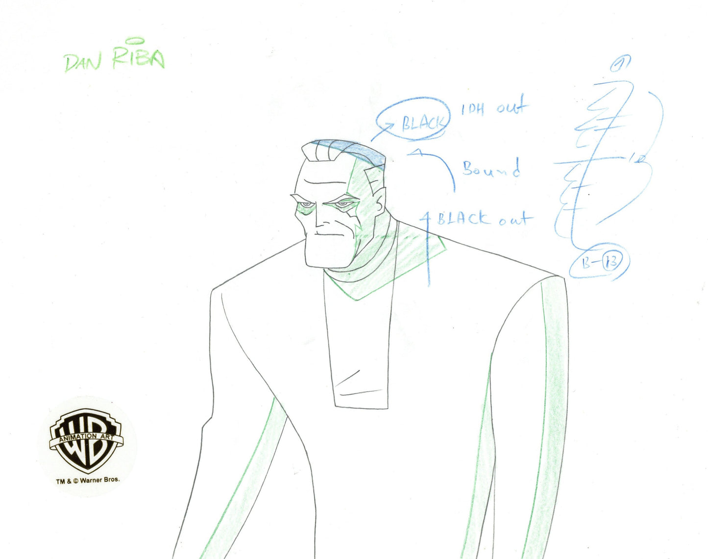 Batman Beyond Original Production Drawing Signed by Dan Riba: Bruce Wayne