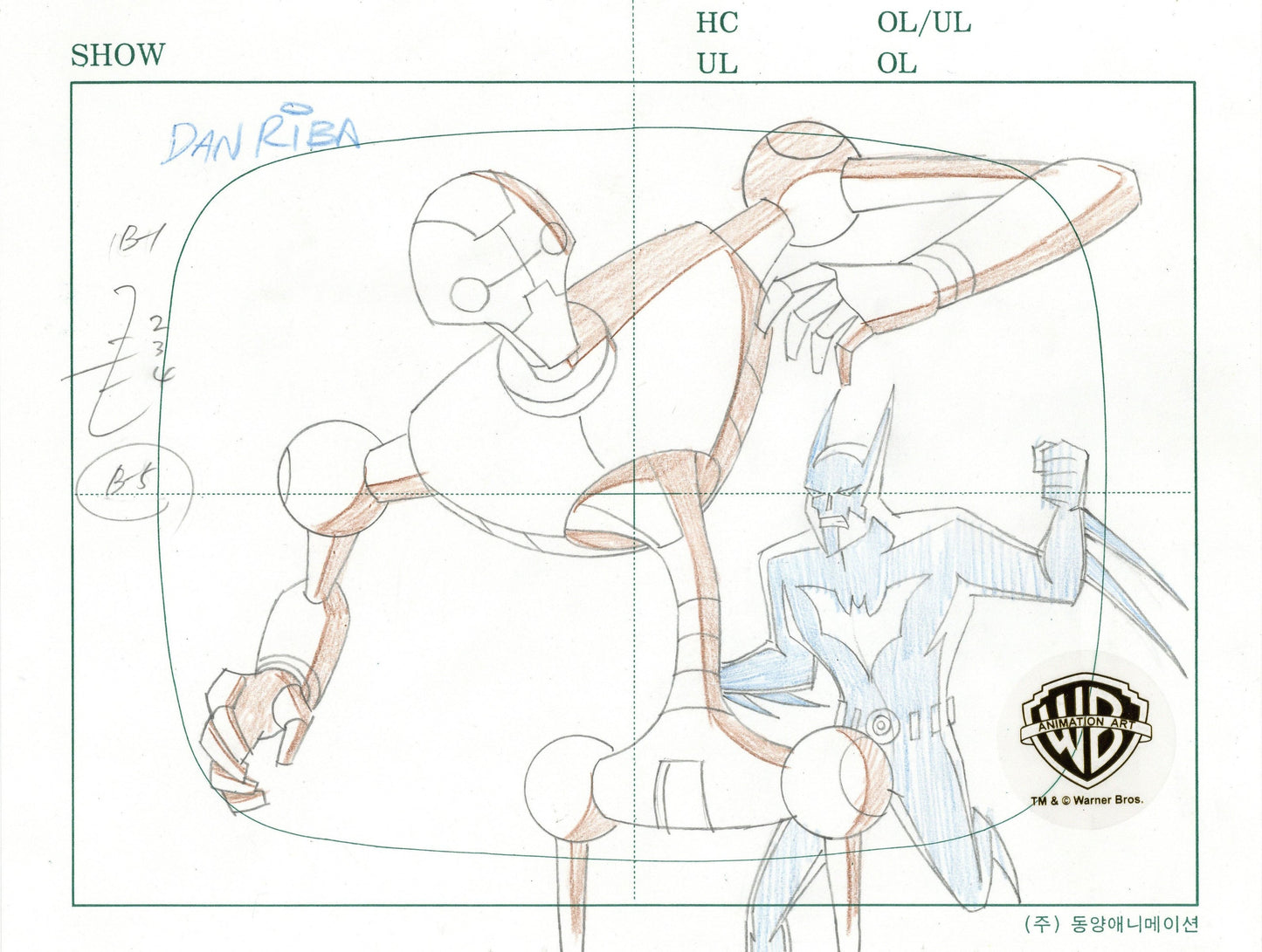 Batman Beyond Original Production Drawing Signed by Dan Riba: Batman, Synthoid