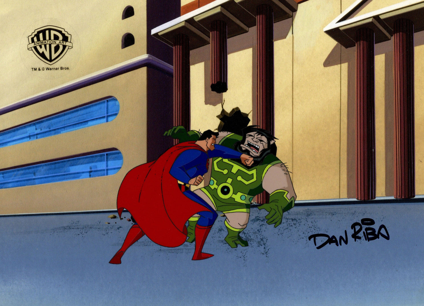 Superman The Animated Series Original Production Cel Signed by Dan Riba: Superman, Kalibak