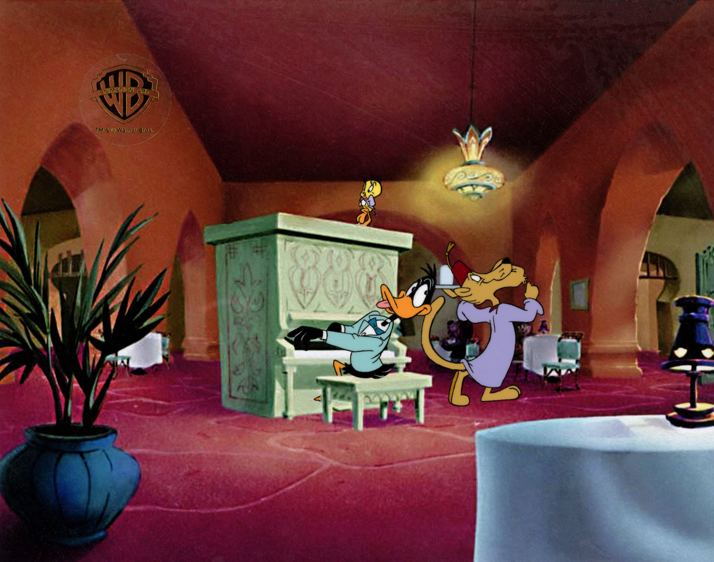 Looney Tunes Original Production Cel: Daffy Duck, Tweety Bird, Pete Puma