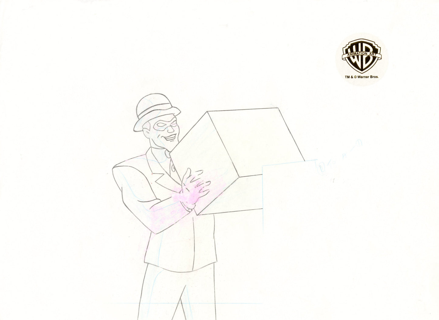 Batman The Animated Series Original Production Cel with Matching Drawing: Riddler