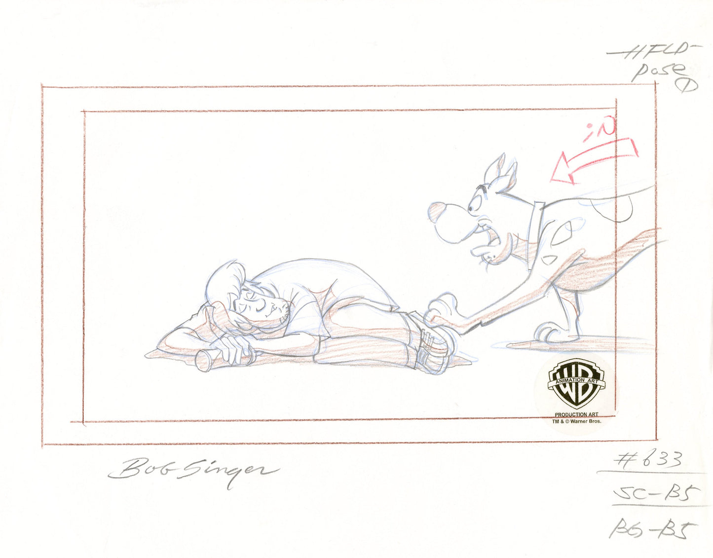 What's New, Scooby-Doo? Original Production Drawing Signed by Bob Singer: Scooby-Doo, Shaggy