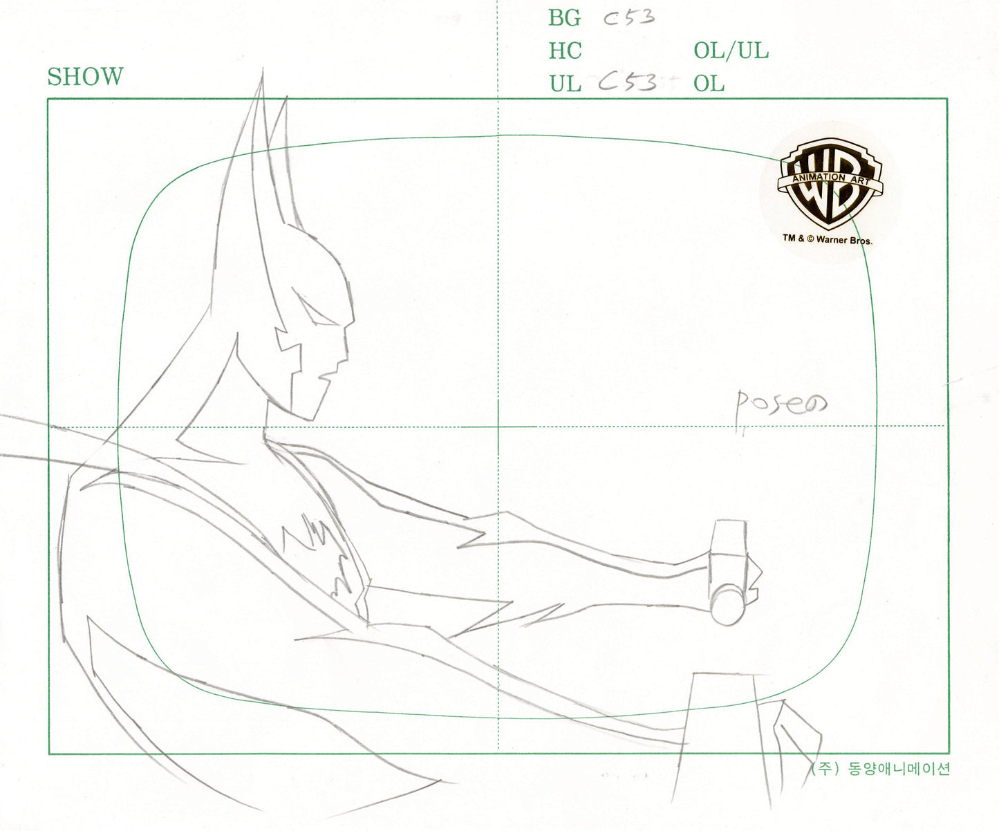 Batman Beyond Original Production Layout Drawing: Batman