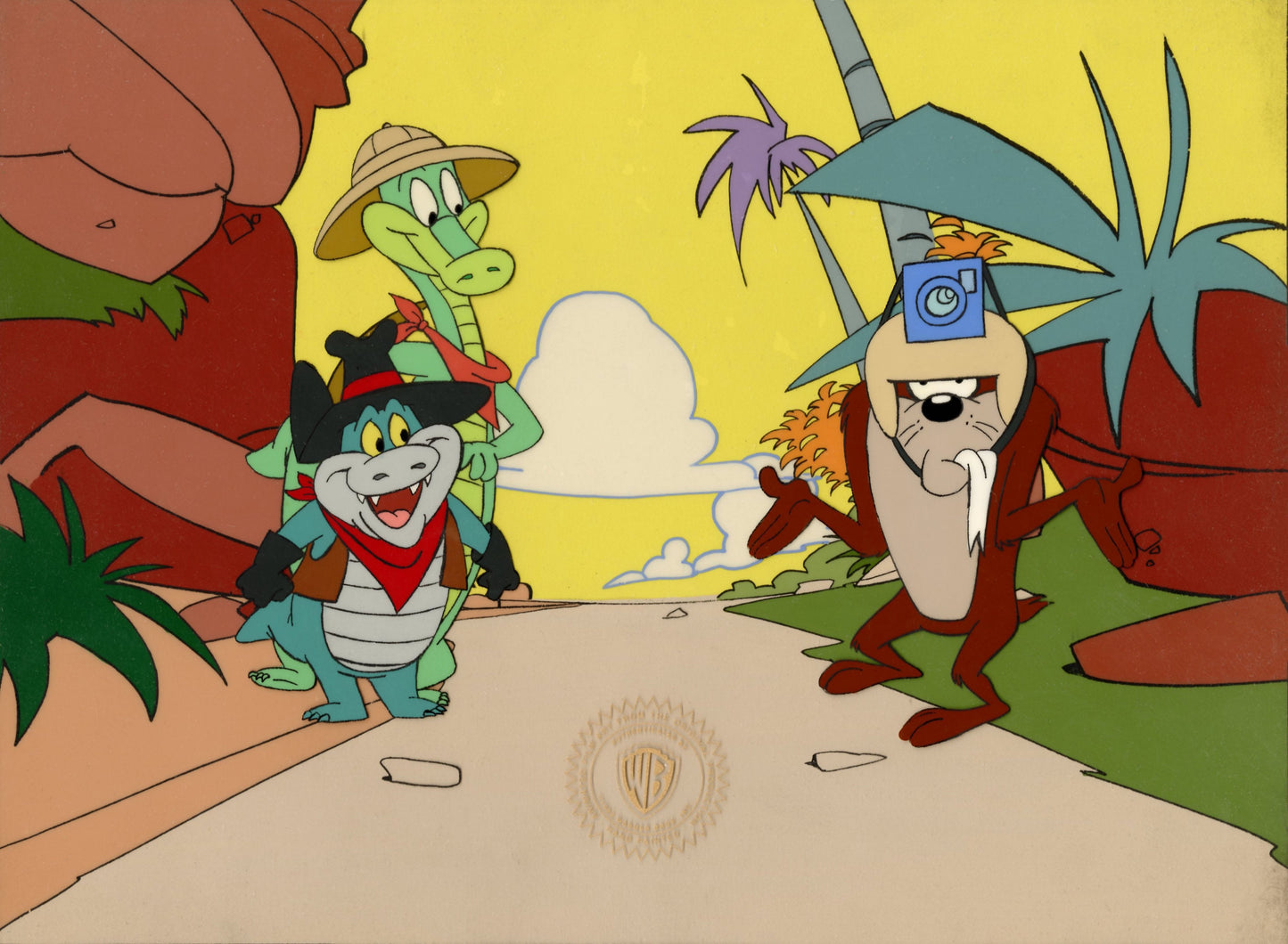 Looney Tunes Original Production Cel on Original Background: Taz, Axl Gator, Bull Gator