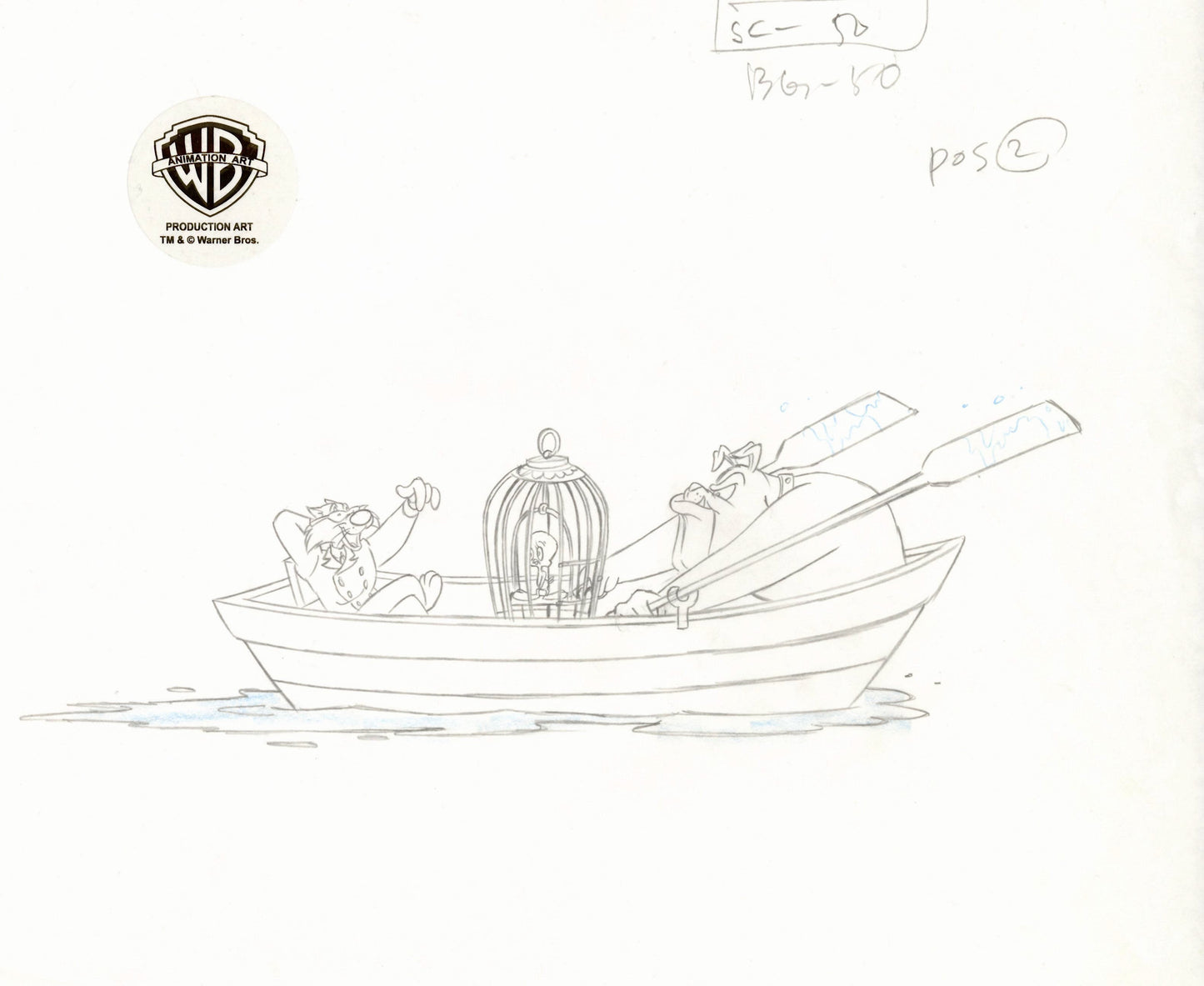 Sylvester and Tweety Mysteries Original Production Drawing: Sylvester, Tweety, Hector