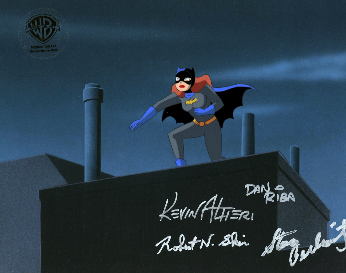 Batman The Animated Series Original Production Cel Signed by Kevin Altieri, Dan Riba, Stan Berkowitz, Robert Skir: Batgirl