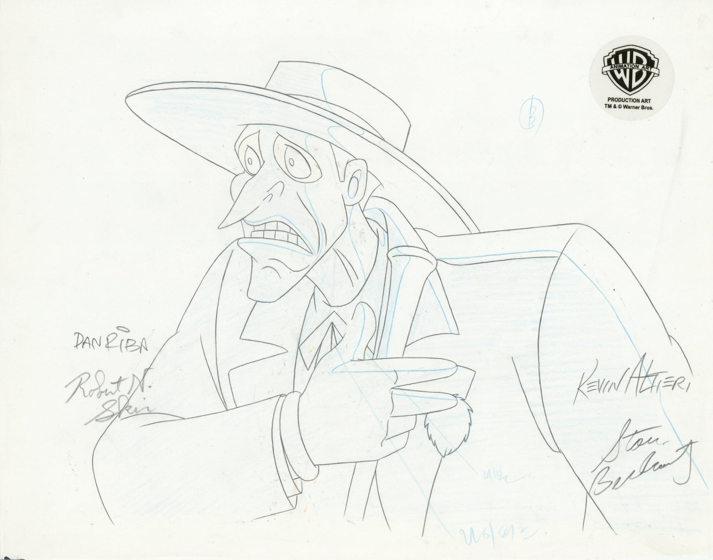 Batman Mask of the Phantasm Original Production Cel with Matching Drawing Signed by Kevin Altieri, Dan Riba, Stan Berkowitz, Robert Skir: Joker