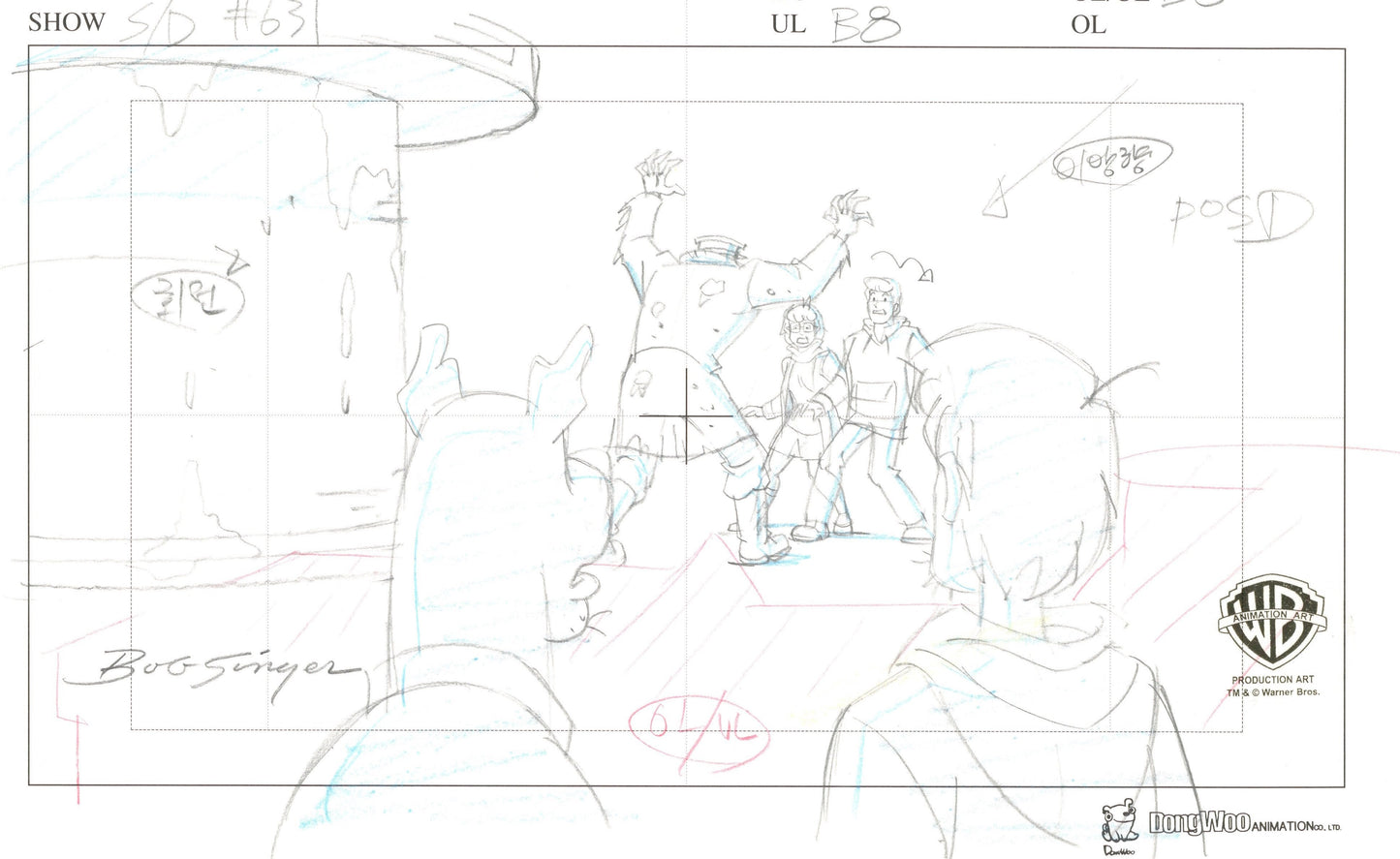 What's New Scooby Doo? Original Production Drawing signed by Bob Singer: Scooby, Shaggy, Velma, and Fred