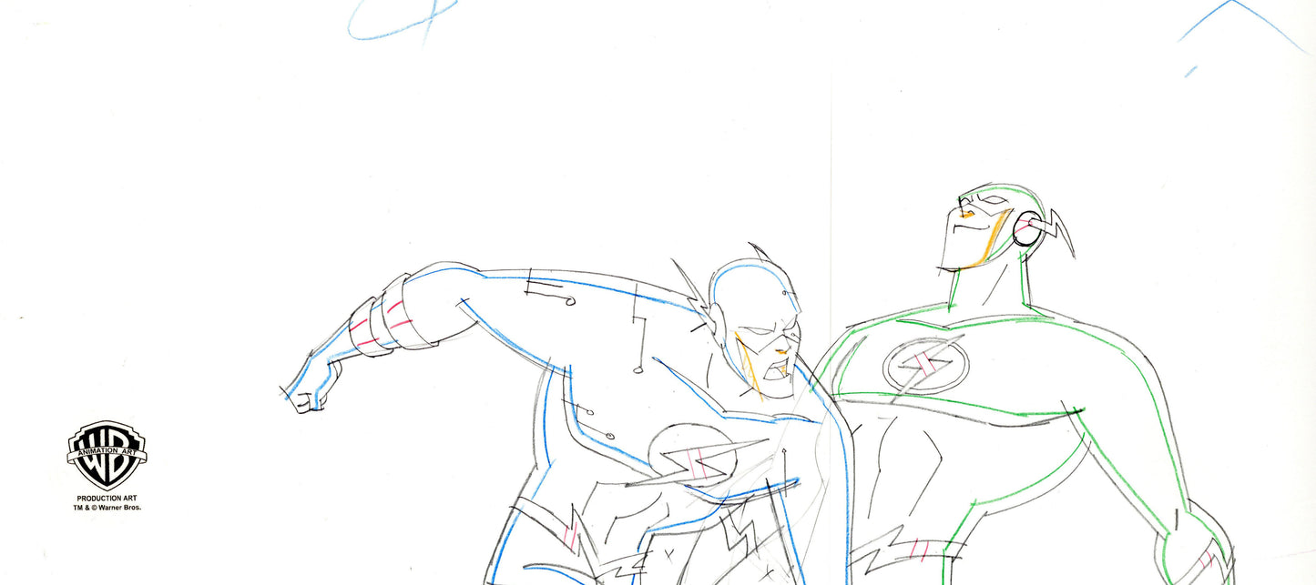 Justice League Unlimited Original Production Drawing: Flash and Justice Lord Flash
