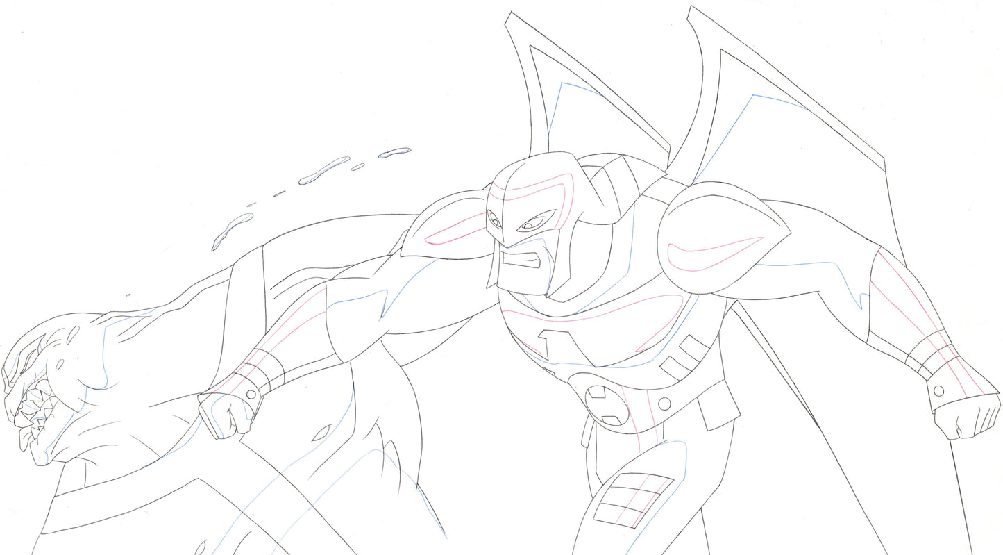 Justice League Unlimited Original Production Drawing: Warhawk and Parasite 2