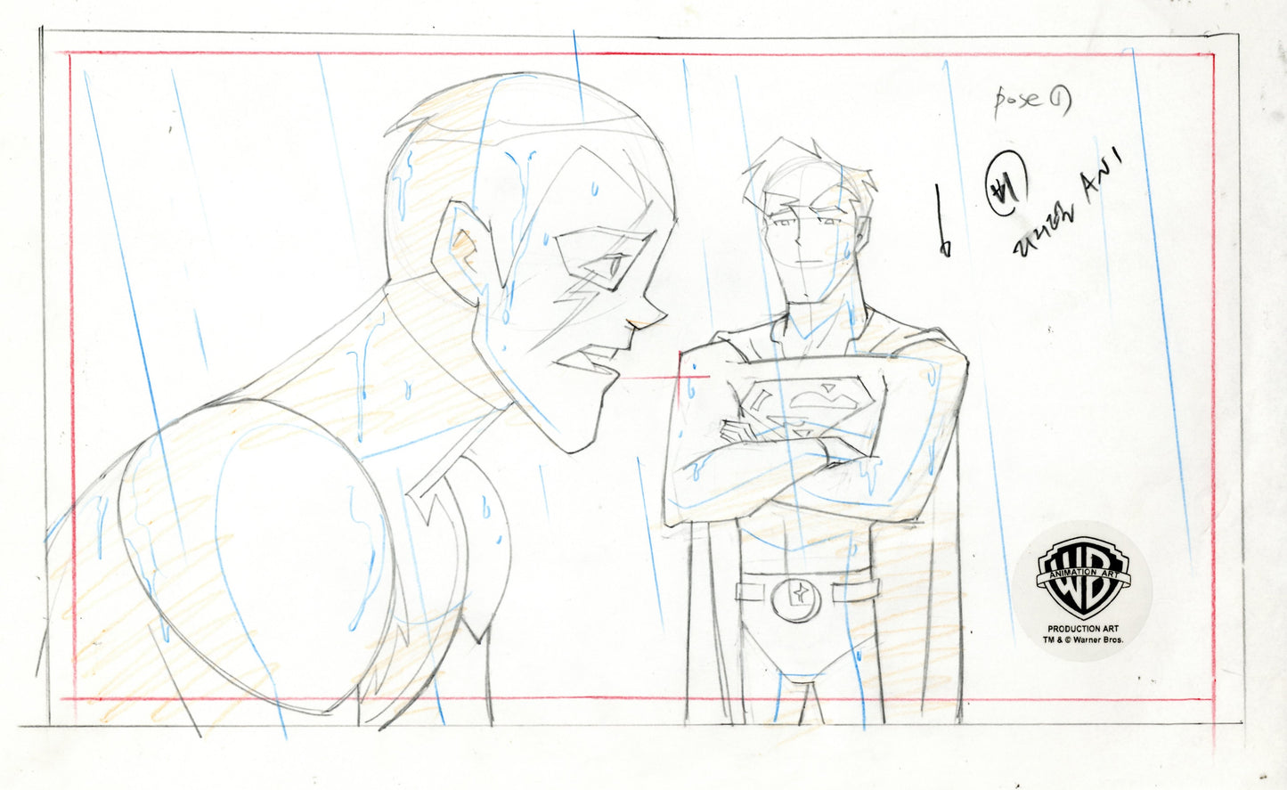 Legion of Super Heroes Original Production Drawing: Superman, Lightning Lad