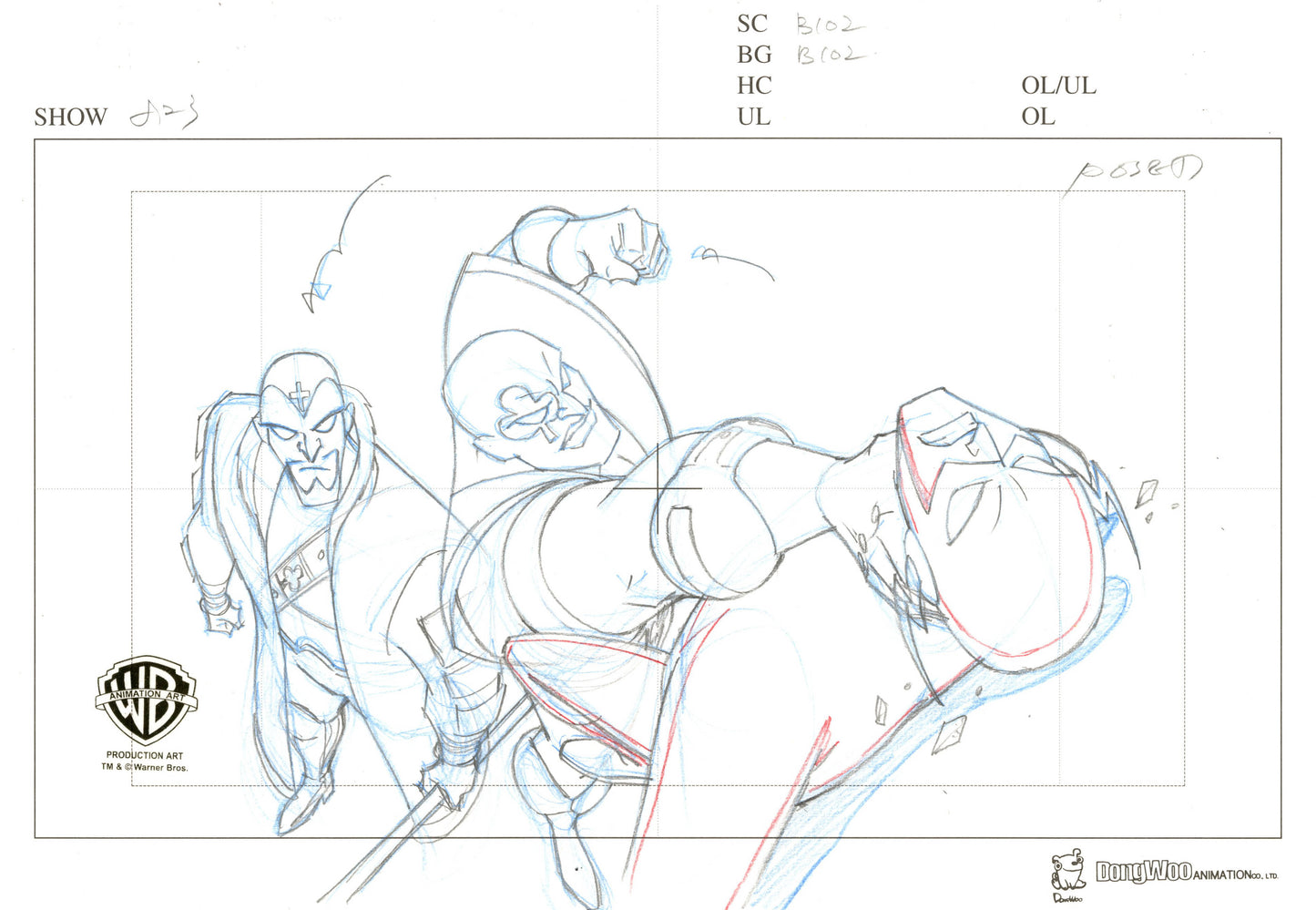 Justice League Original Production Drawing: The Flash, King, Ace