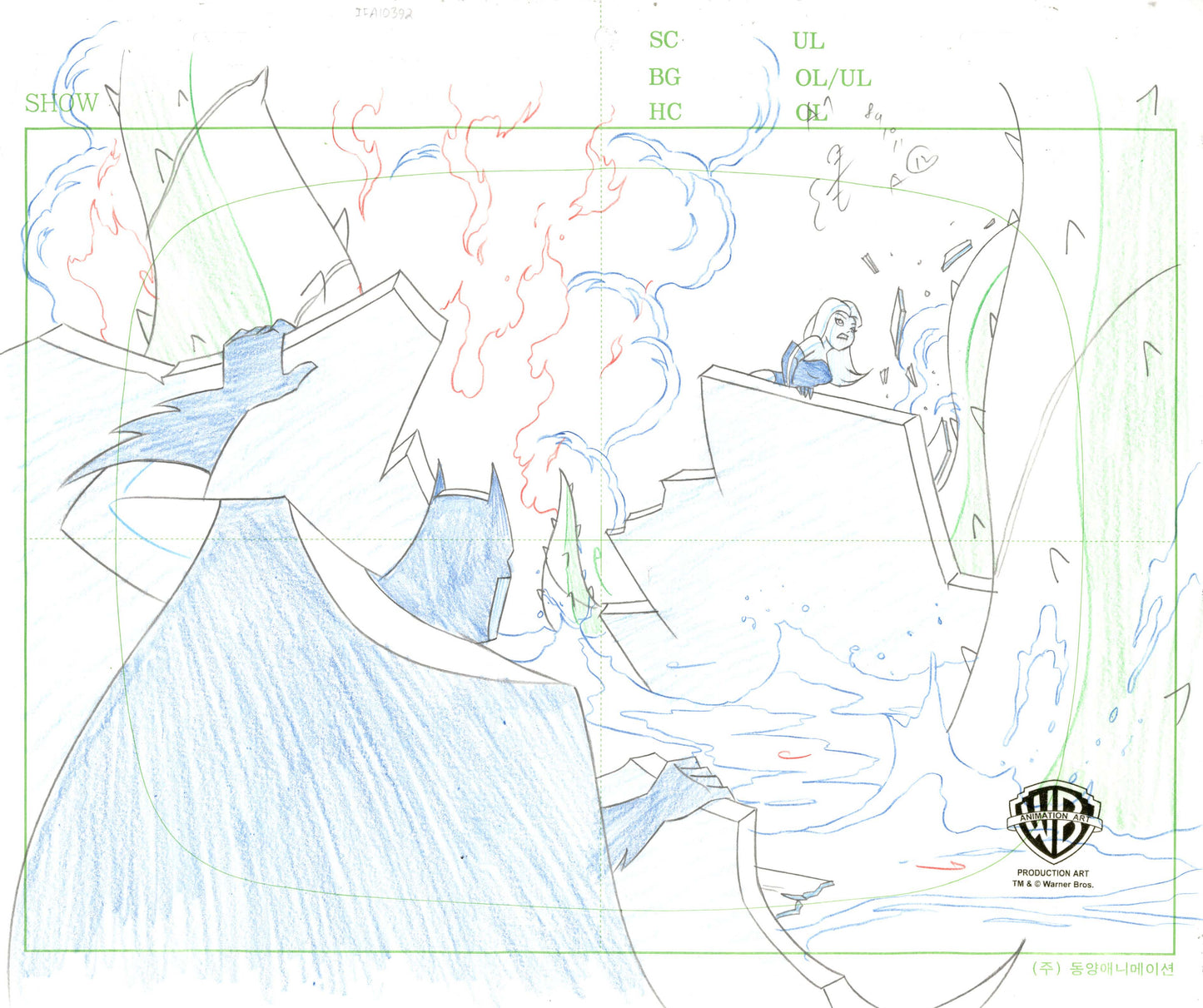 The New Batman Adventures Original Production Drawing: Batman and Poison Ivy