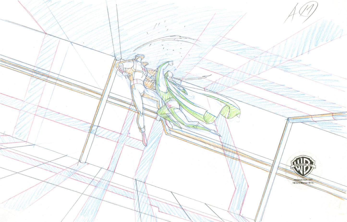 Justice League Unlimited Original Production Drawing: Shazam and Superman