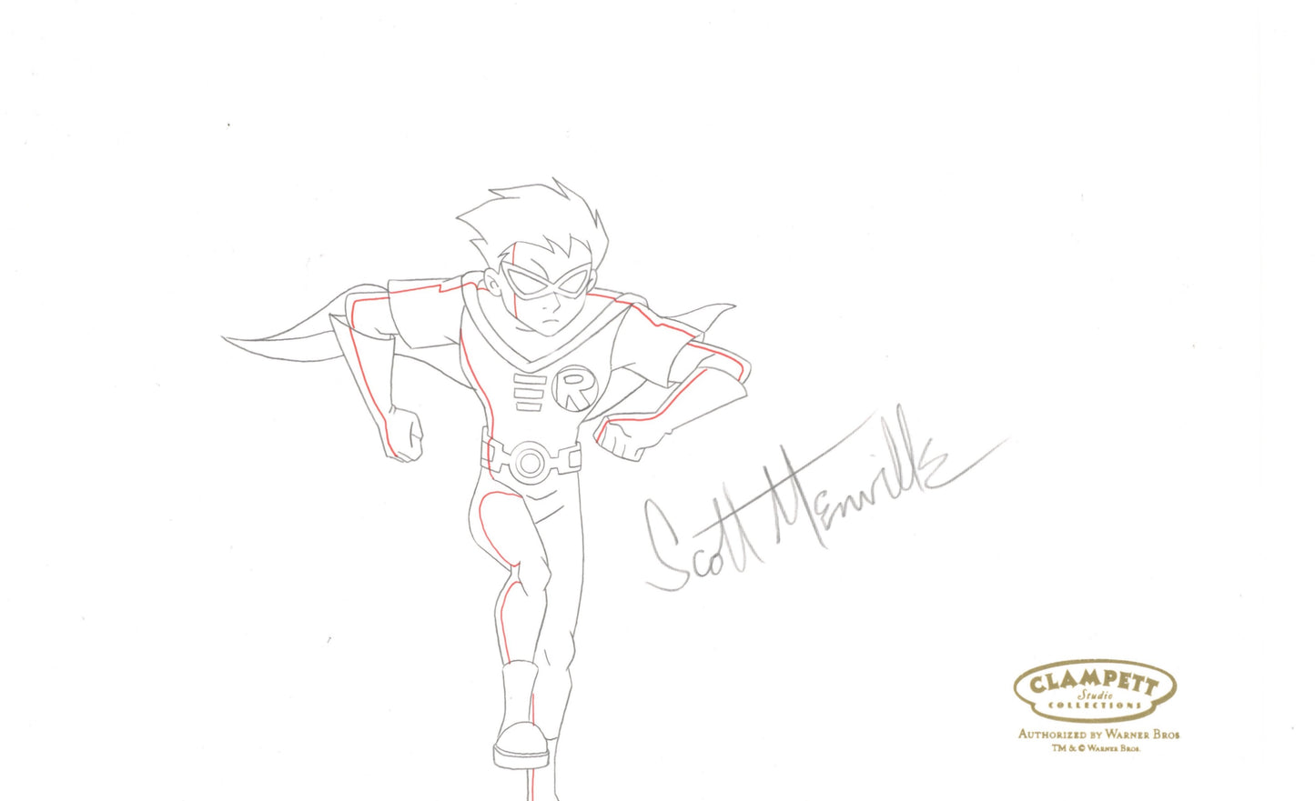 Teen Titans Original Production Drawing signed by Scott Menville: Robin