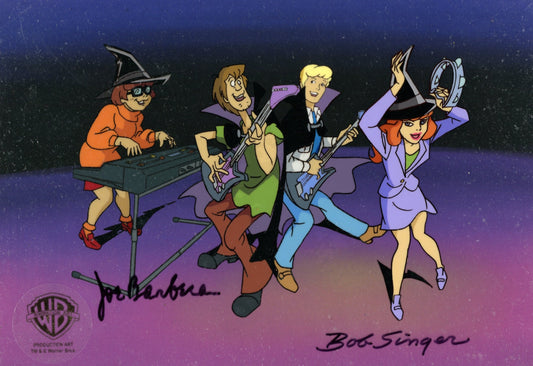 Scooby-Doo and the Witch's Ghost Original Production Cel Signed by Bob Singer and Joe Barbera: Mystery Gang