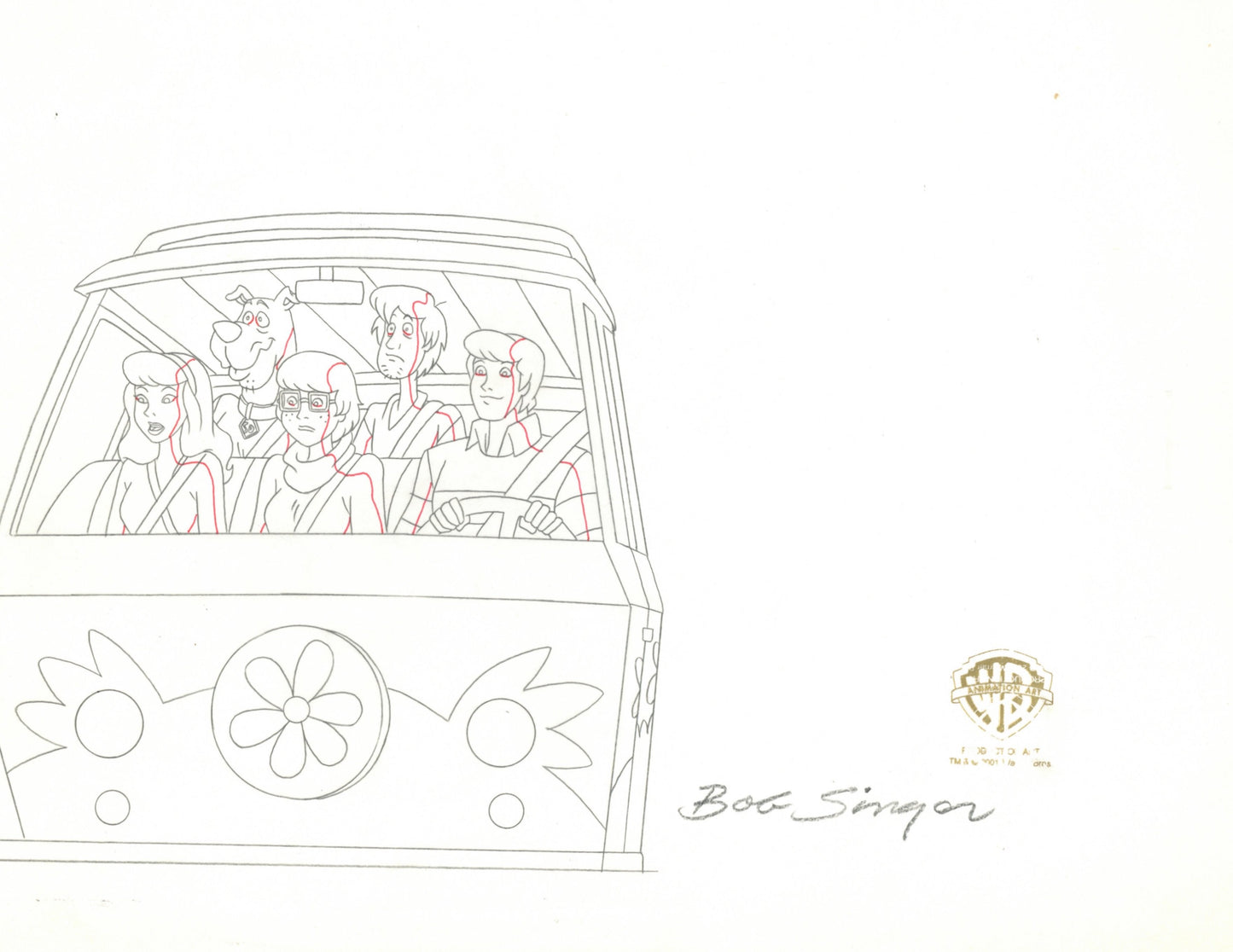 What's New Scooby-Doo? Original Production Drawing Signed by Bob Singer: Mystery Gang