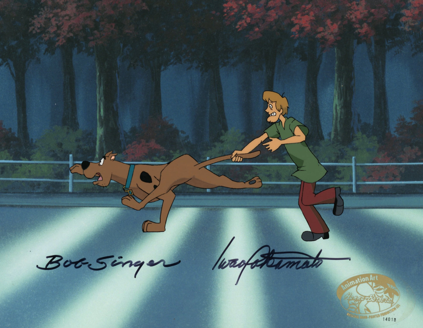 Scooby-Doo and the Witch's Ghost Original Production Cel Signed by Bob Singer and Iwao Takamoto: Scooby, Shaggy