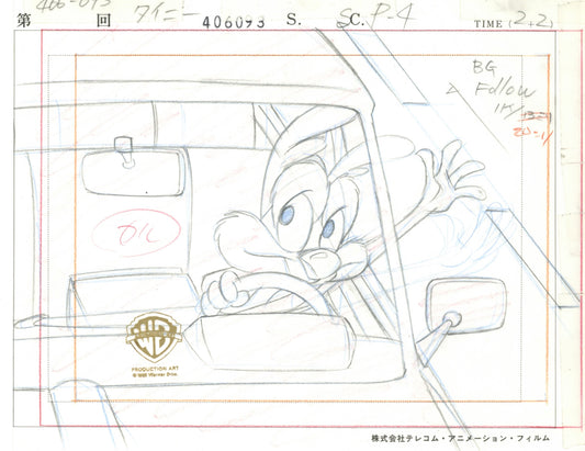 Tiny Toons Original Production Layout Drawing: Calamity Coyote