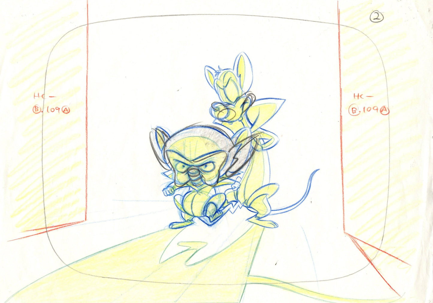 Animaniacs Original Production Drawing: Pinky And Brain Original Production Drawing Warner Bros. Studio Art Unframed