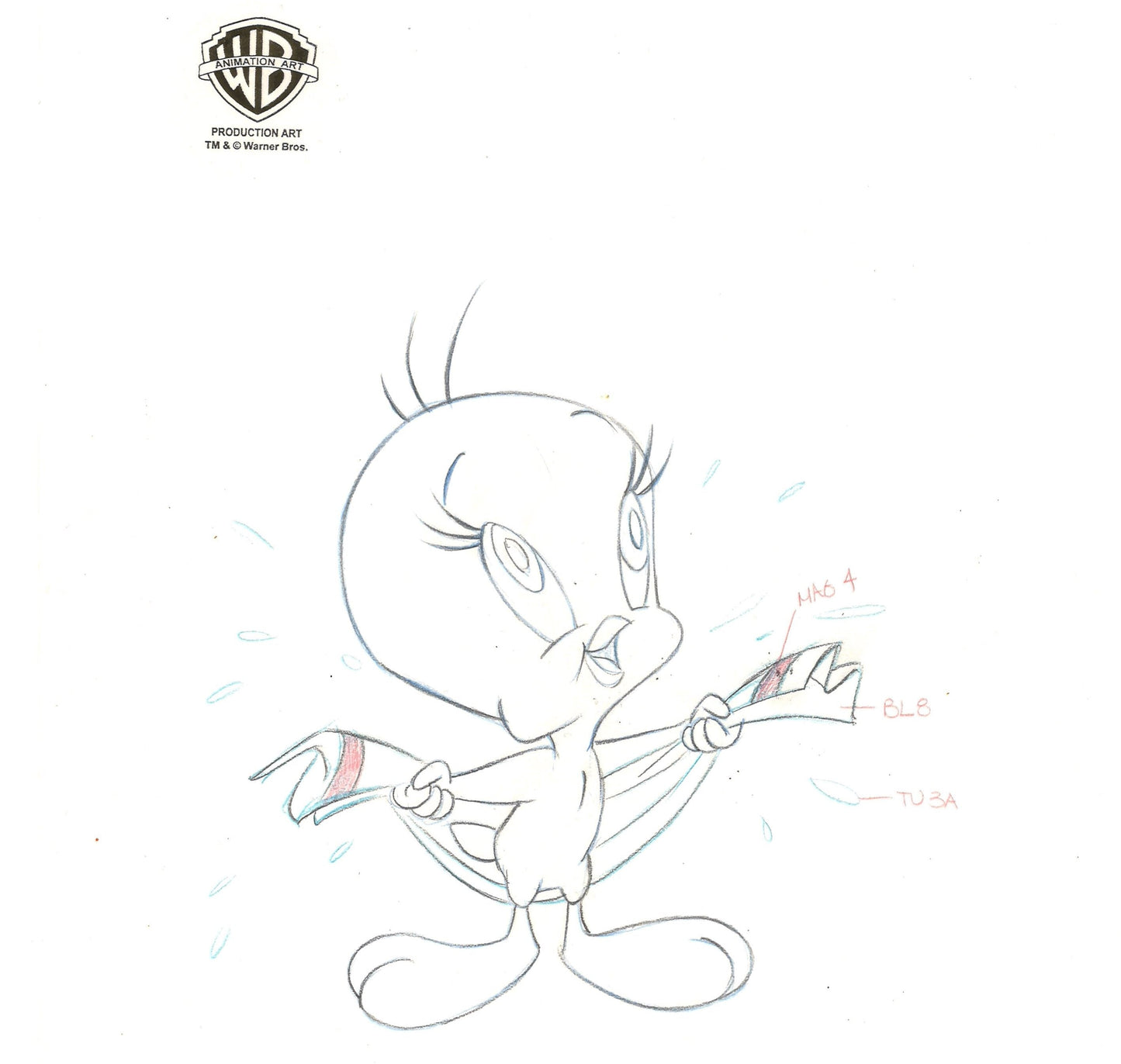 Looney Tunes Publicity Still Drawing: Tweety Bird Original Production Drawing Warner Bros. Studio Art Unframed