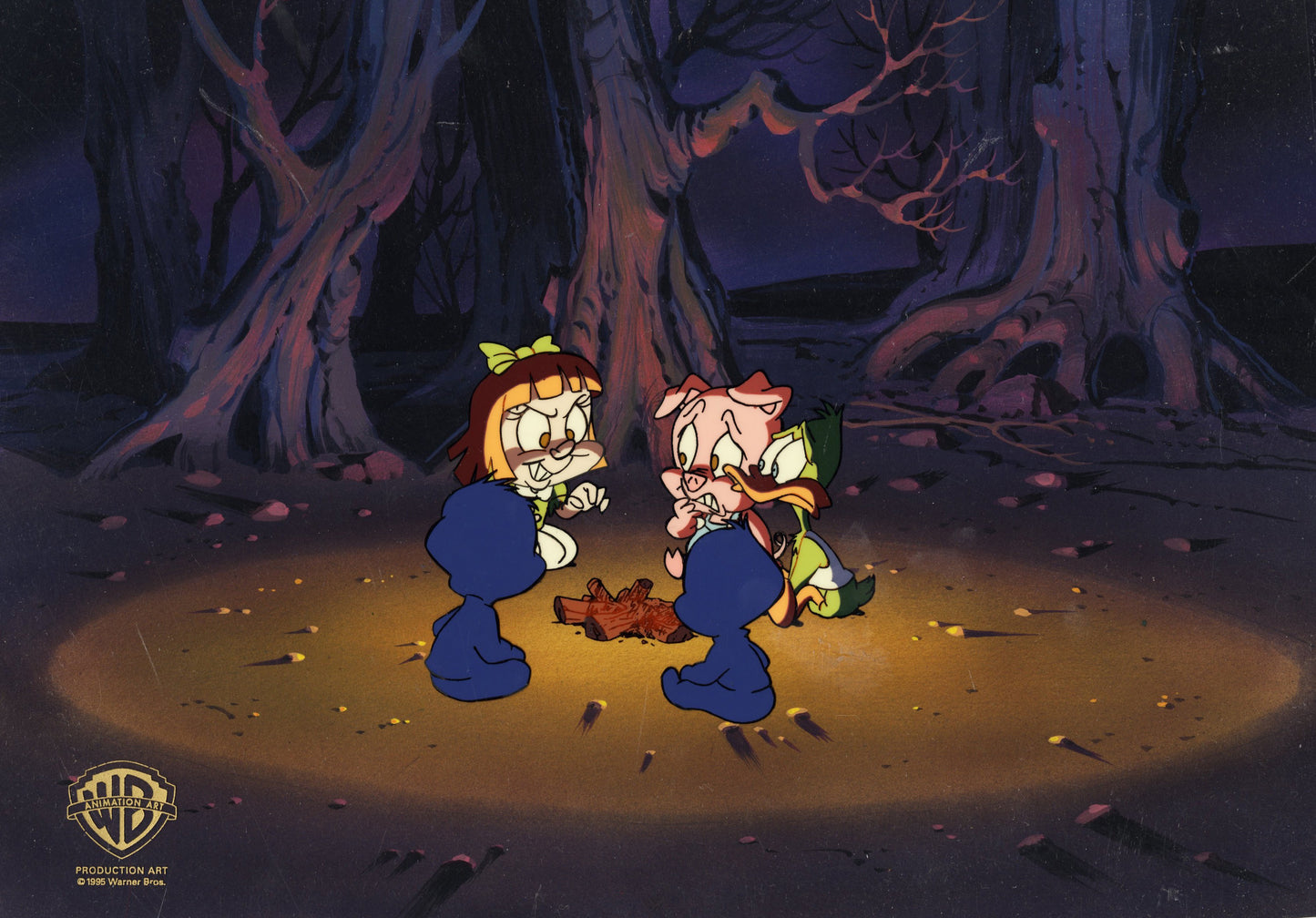 Tiny Toons Original Production Cel on Original Background: Elmyra, Plucky and Hamton