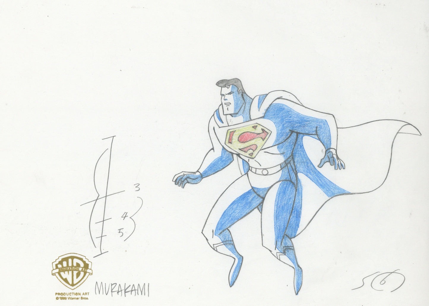 Superman the Animated Series Original Production Drawing: Superman