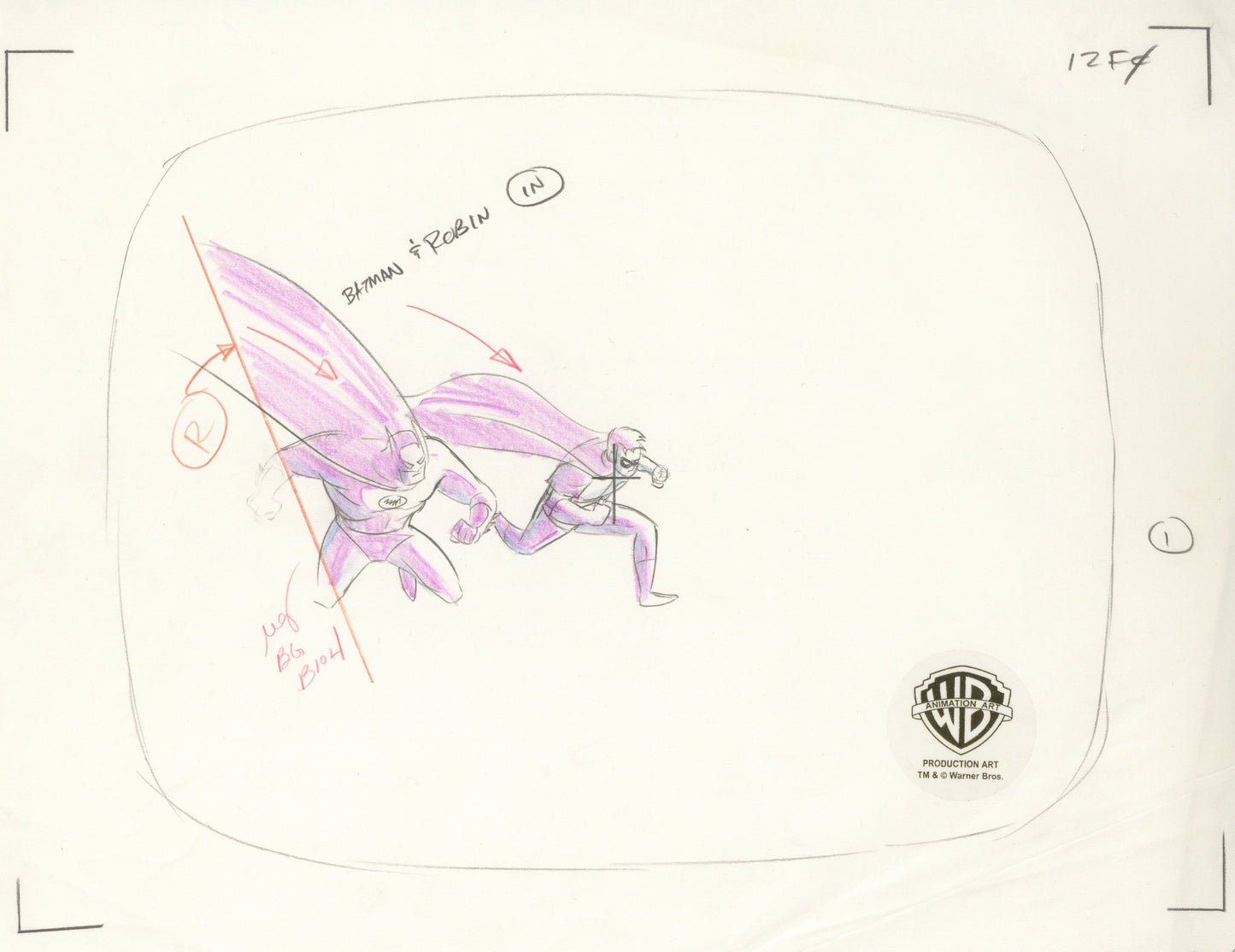 Batman The Animated Series Original Production Drawing: Batman and Robin