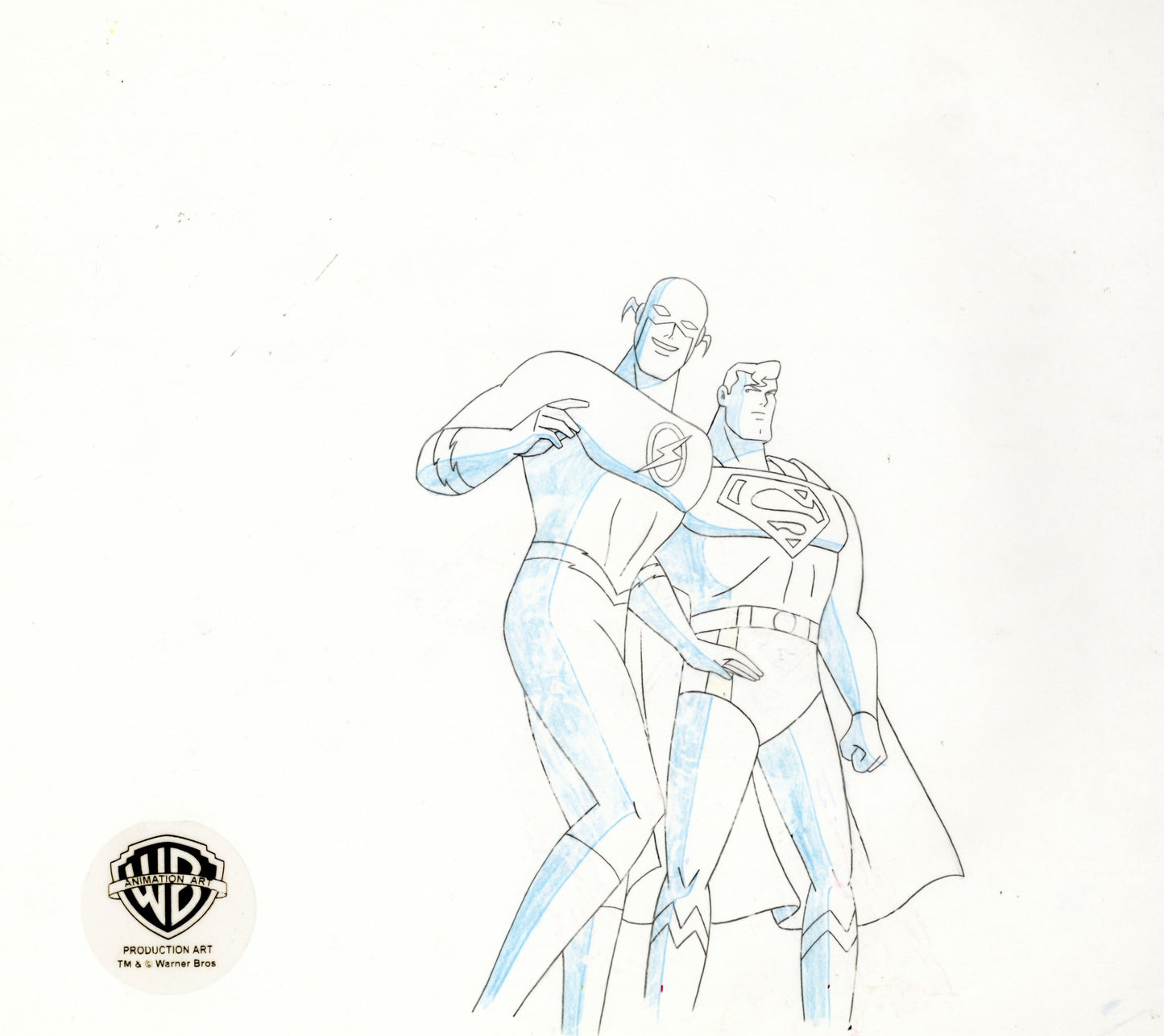 Superman The Animated Series Original Production Drawing: Superman and Flash