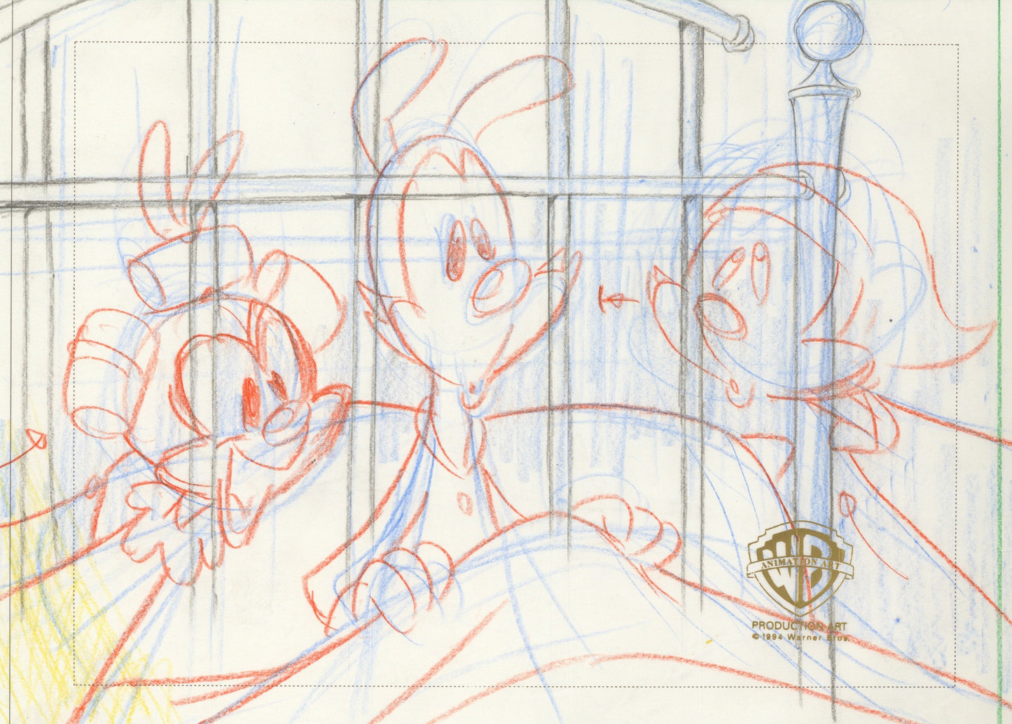 Animaniacs Original Production Drawing: Yakko, Wakko, and Dot