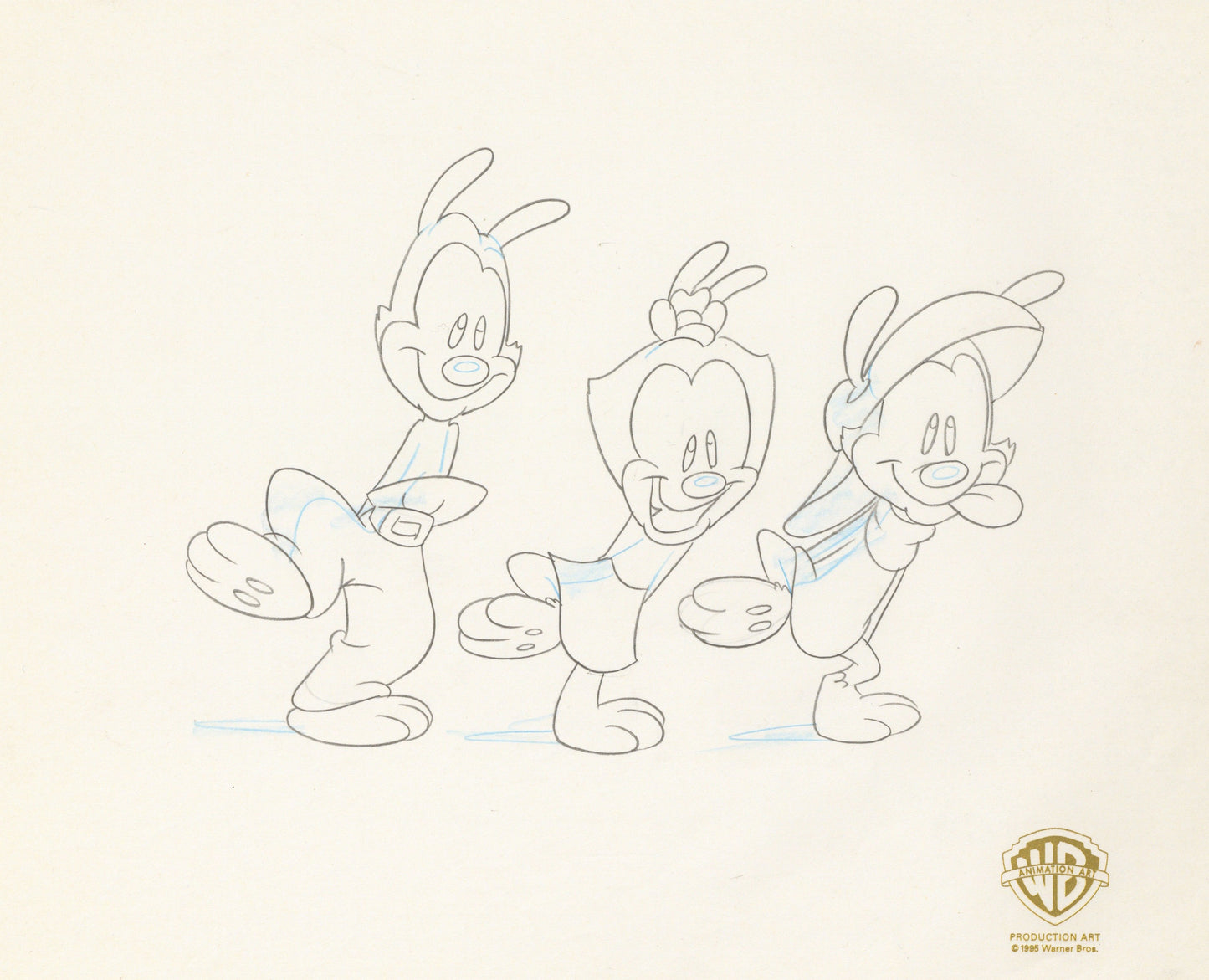 Animaniacs Original Production Drawing: Yakko, Wakko, and Dot