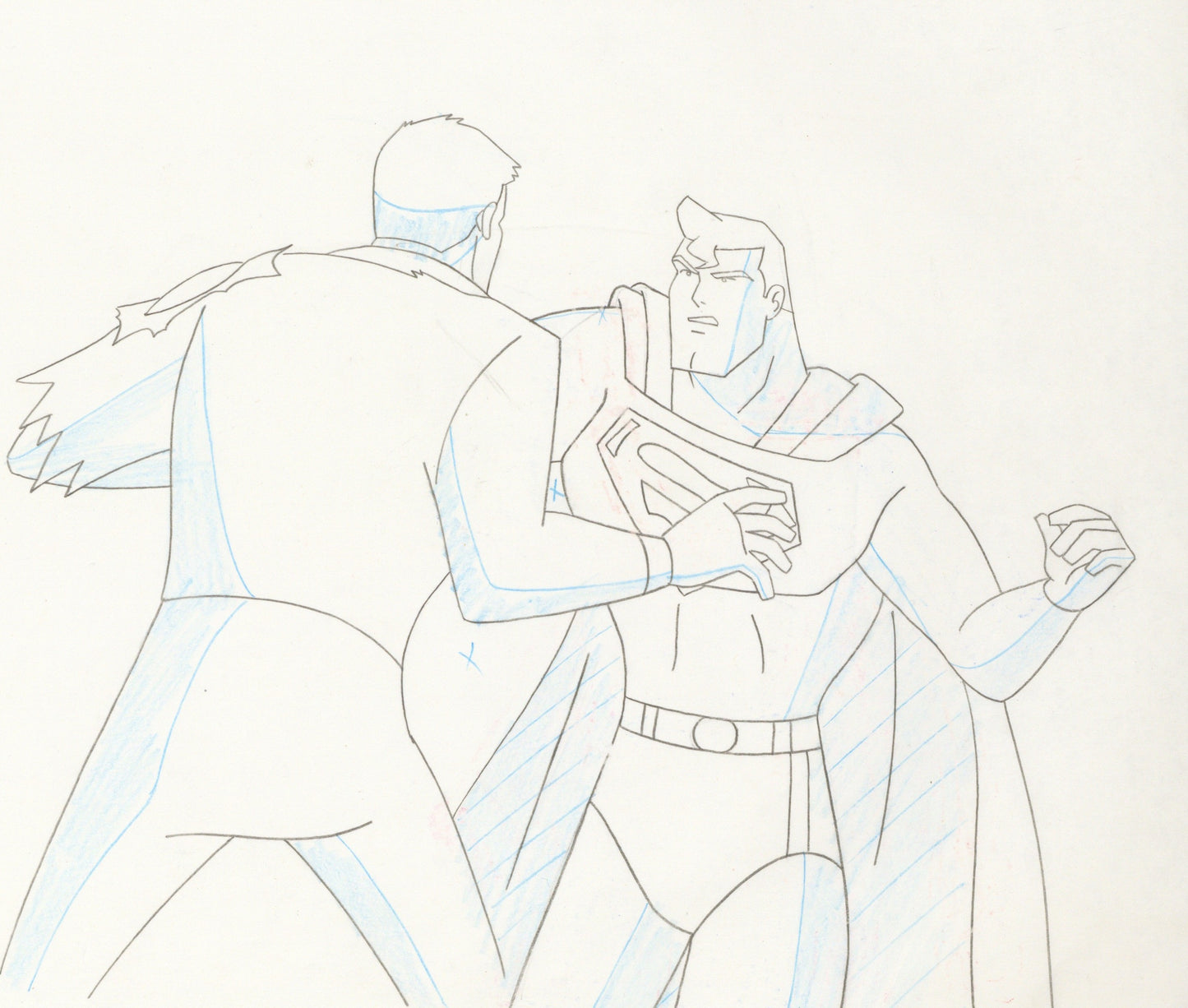 Superman The Animated Series Original Production Cel With Matching Drawing: Superman, Metallo