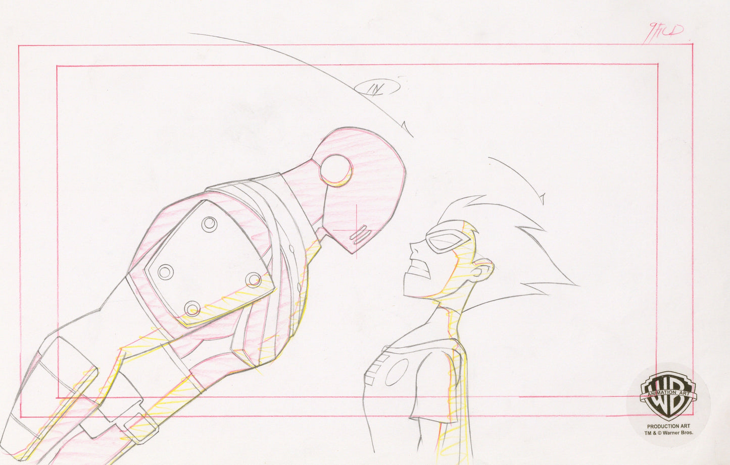 Teen Titans Original Production Drawing: Robin and Slade