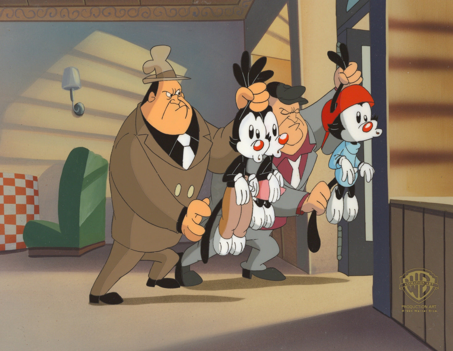 Animaniacs Original Production Cel: Yakko, Wakko, Dot and Mobsters