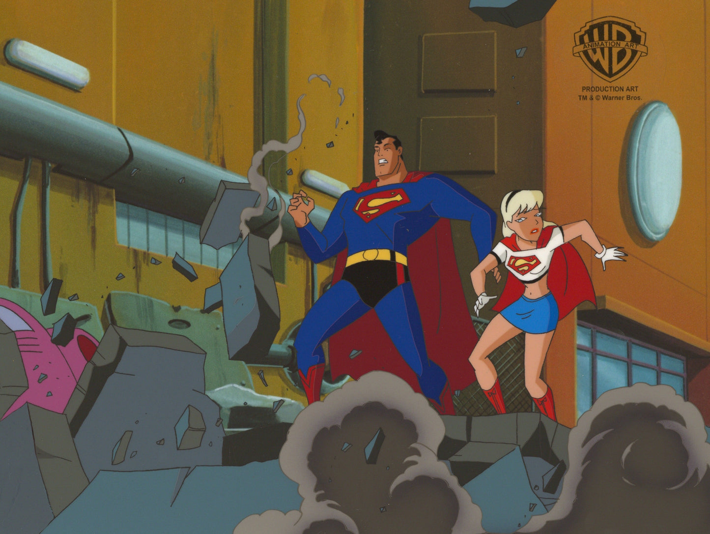 Superman The Animated Series Original Production Cel: Superman and Supergirl
